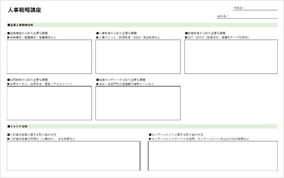 ワークシート例：主要人事課題分析／トレンド分析