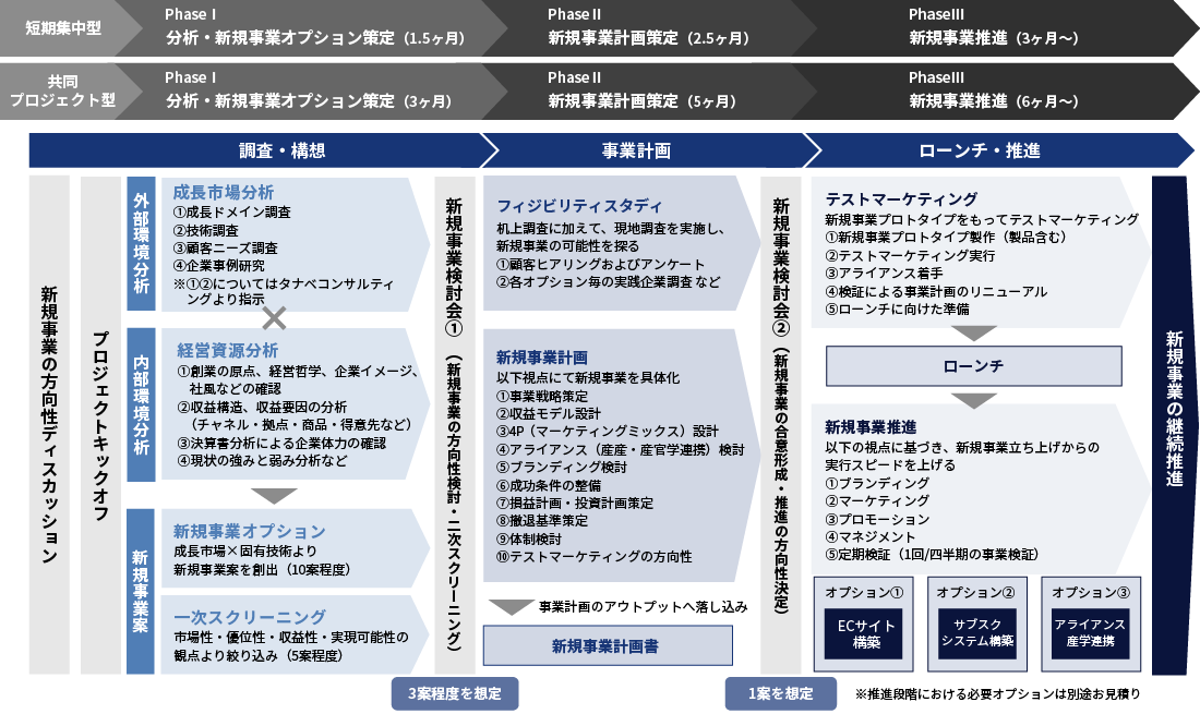 短期集中型／共同プロジェクト型　新規事業開発コンサルティング