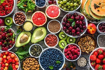 A display of a wide variety of foods